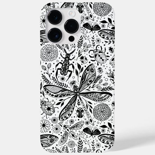 Doodle bugs on dark blue Case-Mate iPhone case (Back)