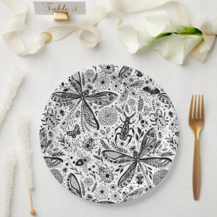 Doodle bugs on dark blue paper plate