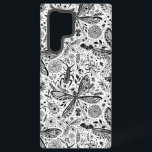 Doodle bugs on dark blue samsung galaxy case<br><div class="desc">Hand-drawn variety of bugs and flowers in black and white</div>
