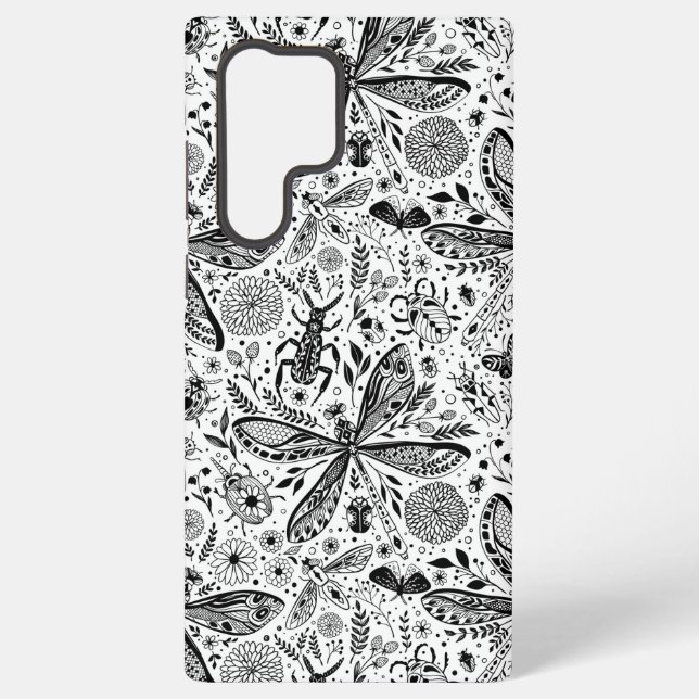 Doodle bugs on dark blue samsung galaxy s22 ultra case (Back)