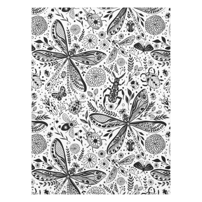 Doodle bugs on dark blue tablecloth (Front)
