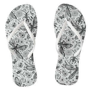 Doodle bugs on dark blue thongs