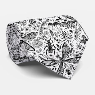 Doodle bugs on dark blue tie