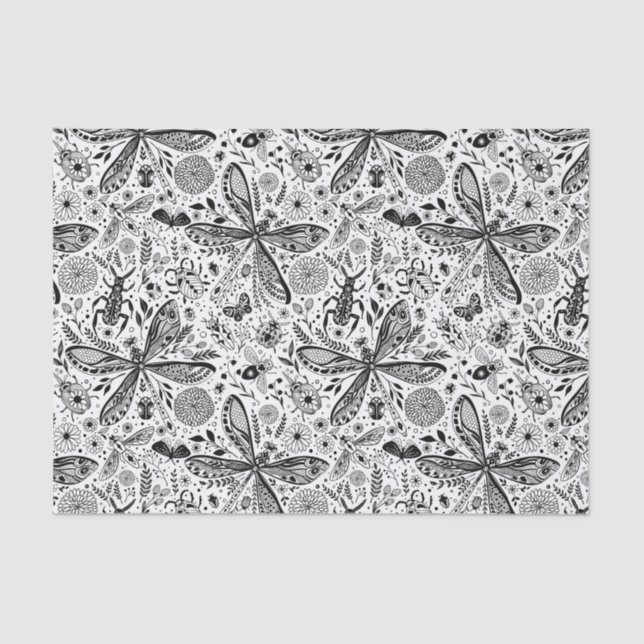 Doodle bugs on dark blue tissue paper (Front)