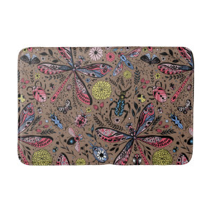 Doodle bugs on mocha brown bath mat