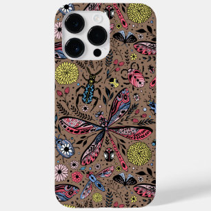 Doodle bugs on mocha brown Case-Mate iPhone 14 pro max case