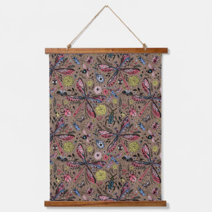 Doodle bugs on mocha brown hanging tapestry