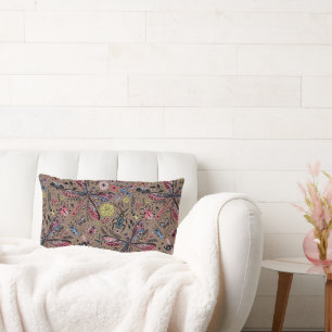 Doodle bugs on mocha brown lumbar cushion