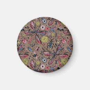 Doodle bugs on mocha brown magnet