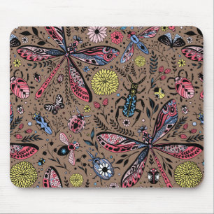 Doodle bugs on mocha brown mouse pad
