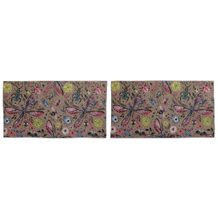 Doodle bugs on mocha brown pillowcase