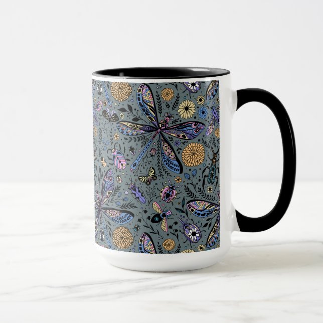 Doodle bugs on slater grey mug (Right)