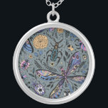 Doodle bugs on slater grey silver plated necklace<br><div class="desc">Hand-drawn variety of bugs and flowers in black and white</div>
