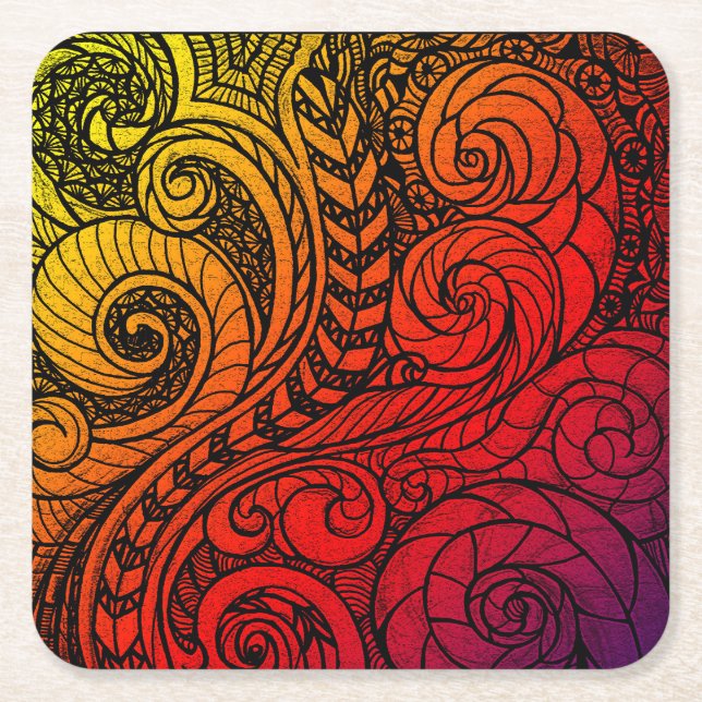 Doodle Burst Paper Coaster (Front)