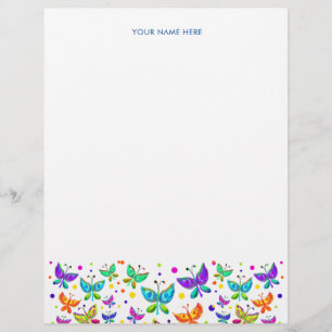 Doodle Butterflies Bright Coloured Boho Custom Letterhead