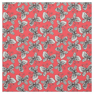 Doodle butterflies pattern fabric