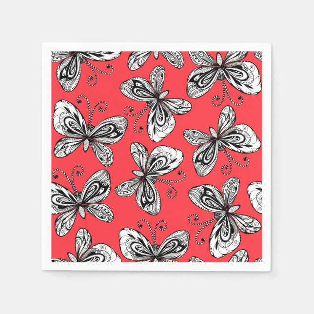 Doodle butterflies pattern napkin (Front)