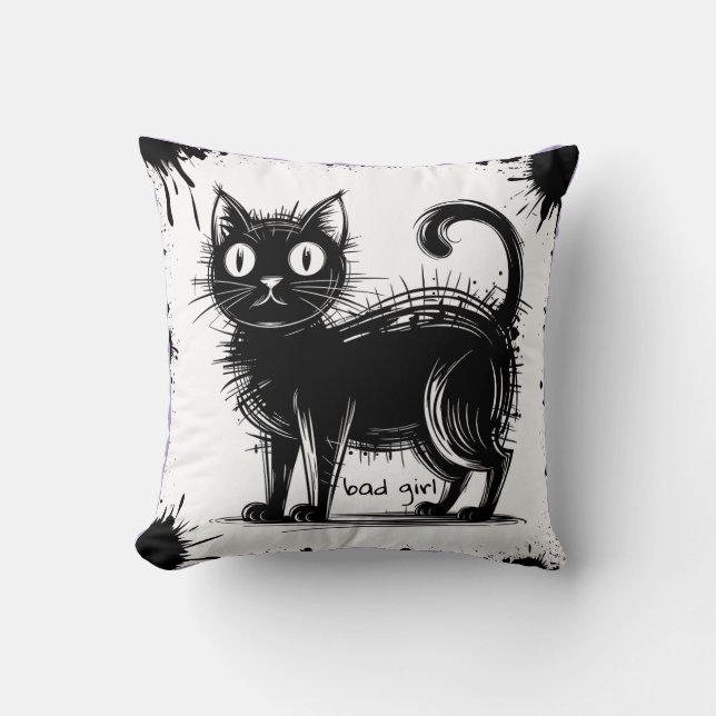 doodle cat  cushion (Front)