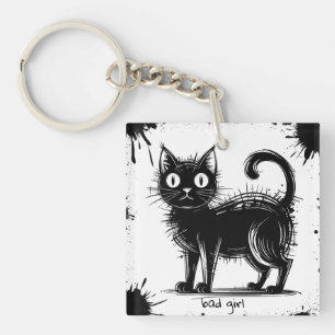 Doodle cat key ring