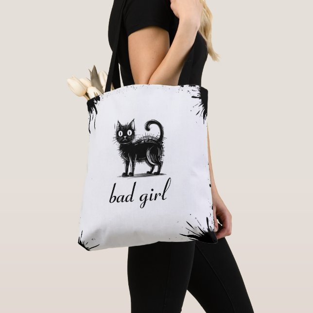 Doodle cat tote bag (Close Up)