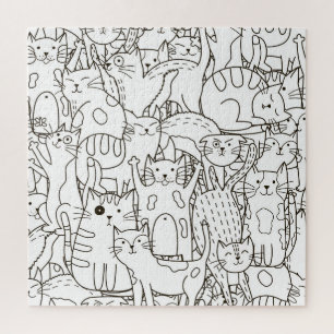 Doodle cats: black and white. jigsaw puzzle
