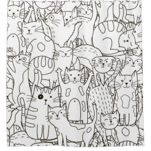 Doodle cats: black and white. shower curtain