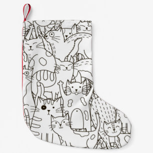 Doodle cats: black and white. small christmas stocking