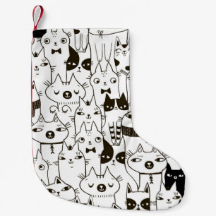 Doodle cats: funny seamless pattern. small christmas stocking