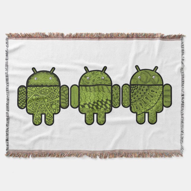 Doodle Character for the Android™ robot Throw Blanket (Front)