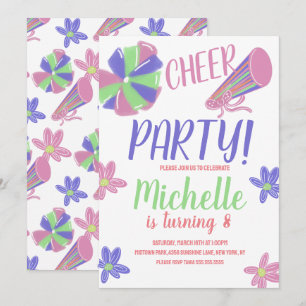 Doodle Cheer Party Cheerleading Birthday Invitation