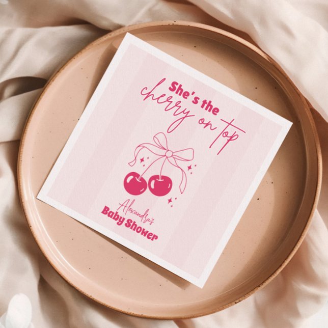 Doodle Cherry on top Baby Shower Napkin (Creator Uploaded)
