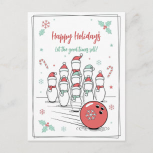 Doodle Christmas Bowling Holiday Greeting Cards