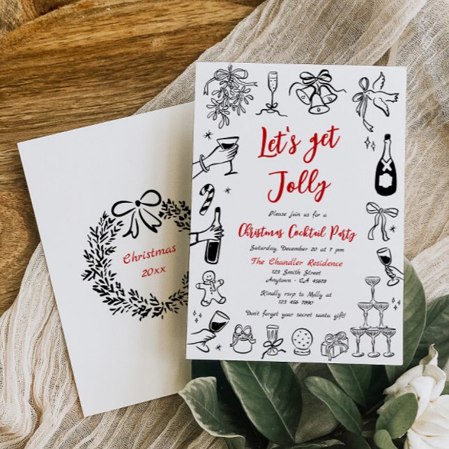 Doodle Christmas Cocktail Party Invitation Quirky  (Creator Uploaded)
