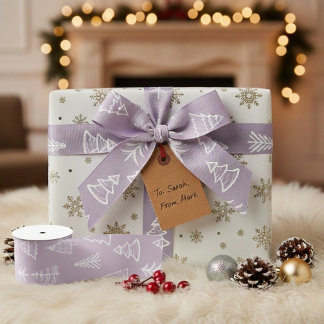 Doodle Christmas Fir-tree Spruce Gift Wrapping  Grosgrain Ribbon