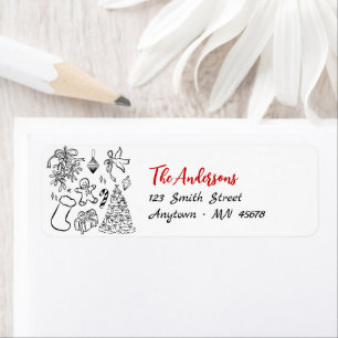 Doodle Christmas Return Address Label Holiday Fun