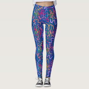 Doodle Colour Beads Blue BG Leggings