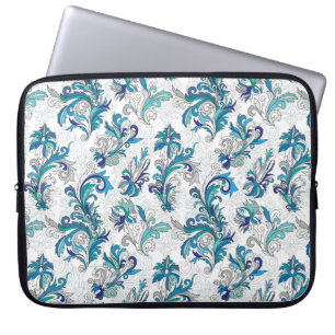 Doodle colourful pastel floral hand draw seamless laptop sleeve