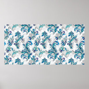 Doodle colourful pastel floral hand draw seamless  poster