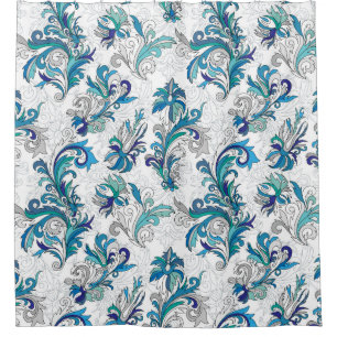 Doodle colourful pastel floral hand draw seamless  shower curtain