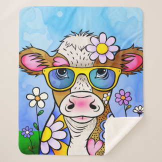 Doodle Cow Portrait Sherpa Blanket