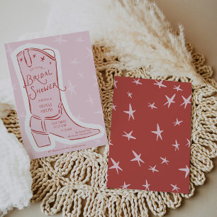 Doodle Cowgirl Boot Bridal Shower Invitation