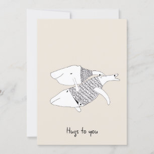 Doodle Cream Encouraging Greeting Card Whales Hug