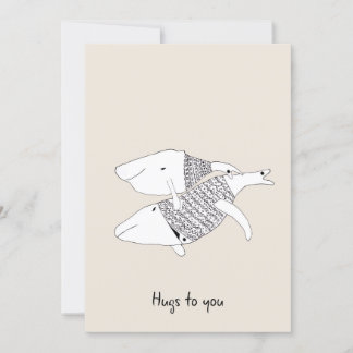 Doodle Cream Encouraging Greeting Card Whales Hug