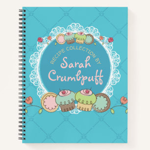 Doodle cupcake cookie personalised recipe cookbook notebook