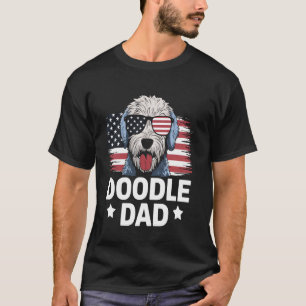 Doodle Dad American Flag Dog Lover 4th of July Pet T-Shirt