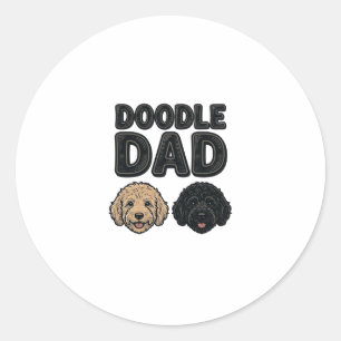Doodle Dad Vintage Dog Dad Shirt Design_1 Classic Round Sticker