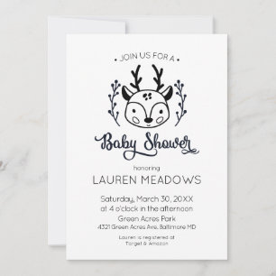 Doodle Dear Winter Baby Shower Invitation