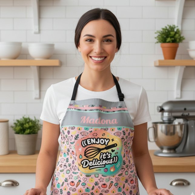 Doodle Delicious Whisk Pastel Art Apron (Creator Uploaded)