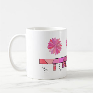 Doodle Design in Shades of Pink with Flowers Coffee Mug