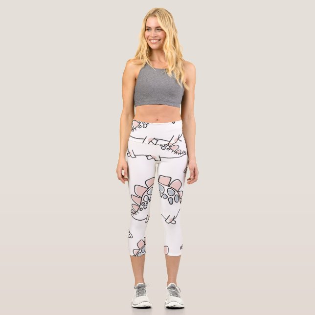 Doodle Dinosaurs: Hand Drawn Fun. Capri Leggings (Front)